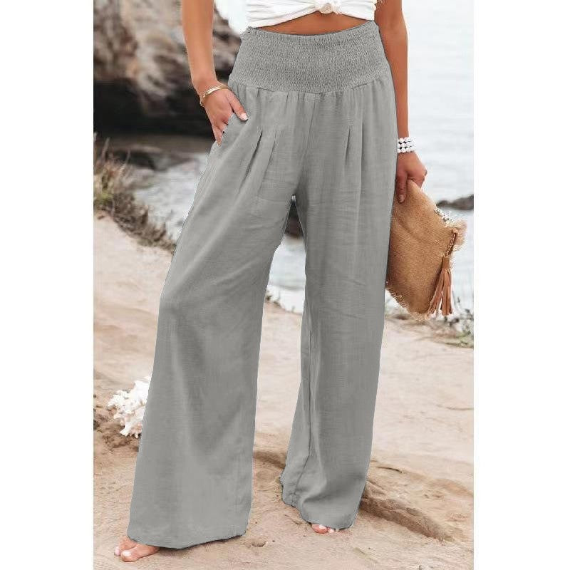 Damen Weit geschnittene Sommerhose mit elastischem Bund und luftiger Passform Sovae