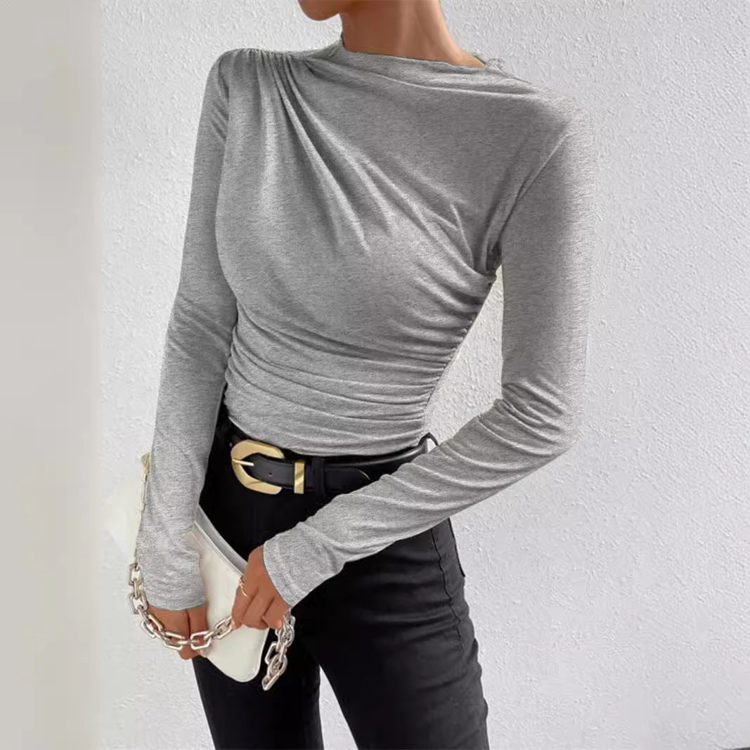 Damen Elegantes Longsleeve Shirt mit Raffungen Sovae