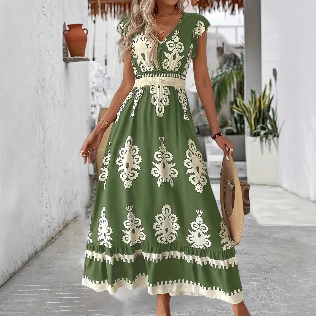 Damen Maxikleid mit elegantem floralen Muster Sovae