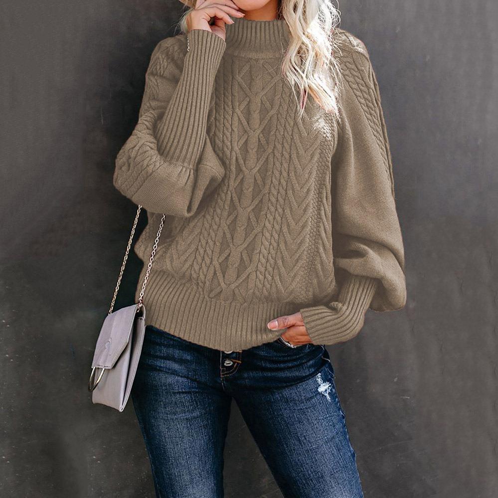 Damen Strickpullover mit hochgeschlossenem Kragen und strukturiertem Design Sovae