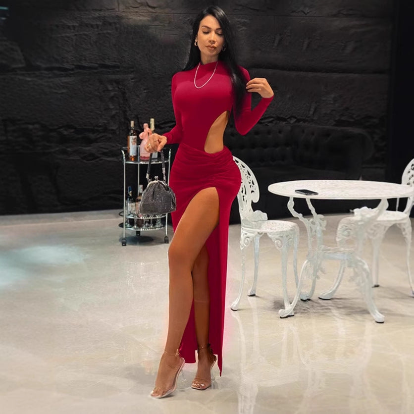 Damen Elegantes Maxikleid mit hohem Schlitz und modischem Cut-Out Sovae