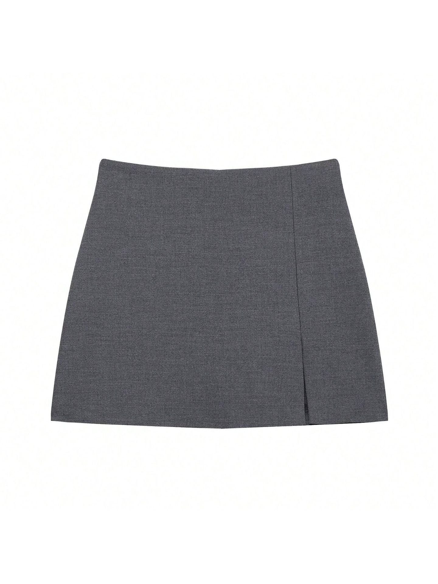 Damen modischer Minirock mit eleganter Knopfleiste Sovae