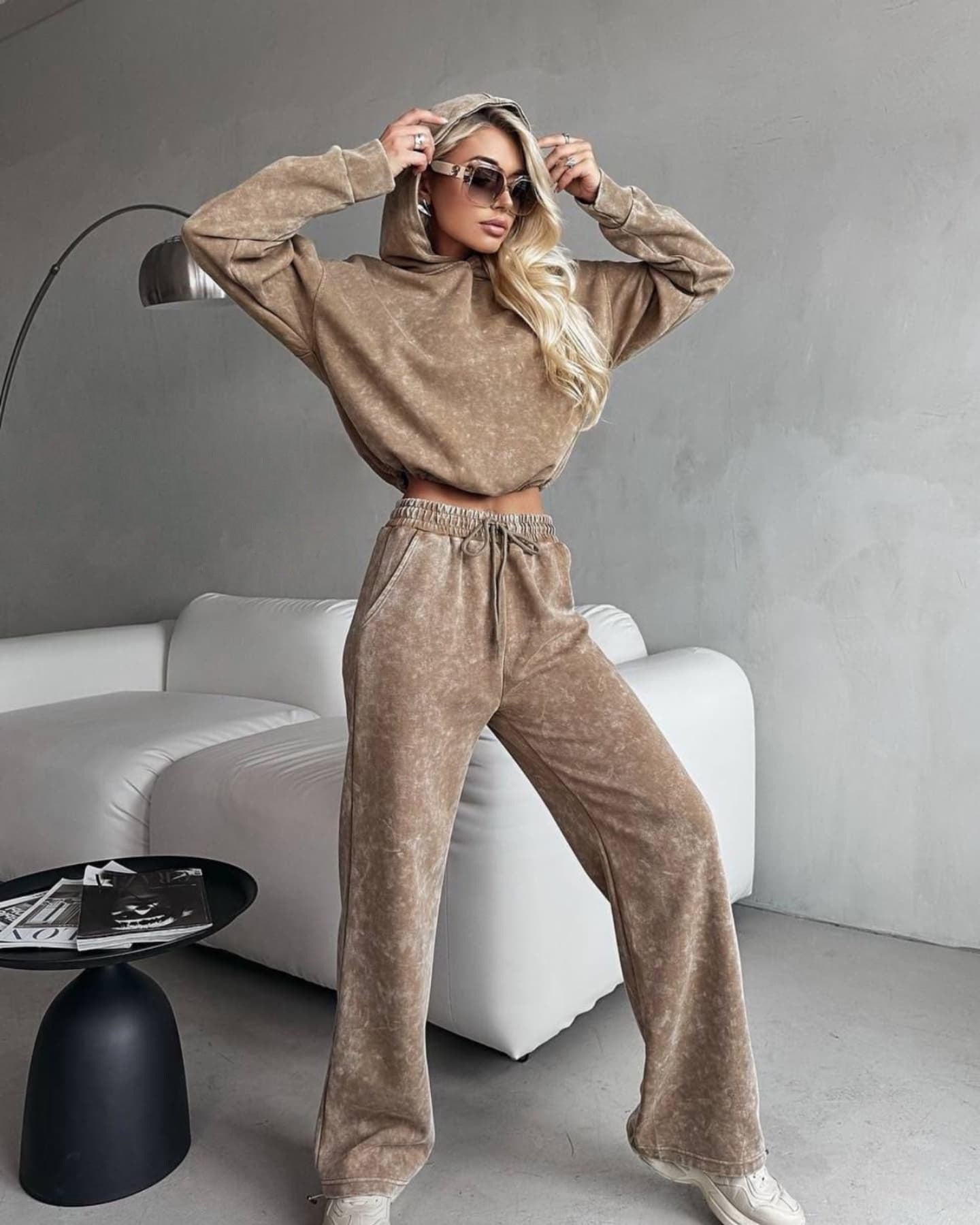 Damen modisches und lässiges Hoodie-Set mit lockerer Passform Sovae