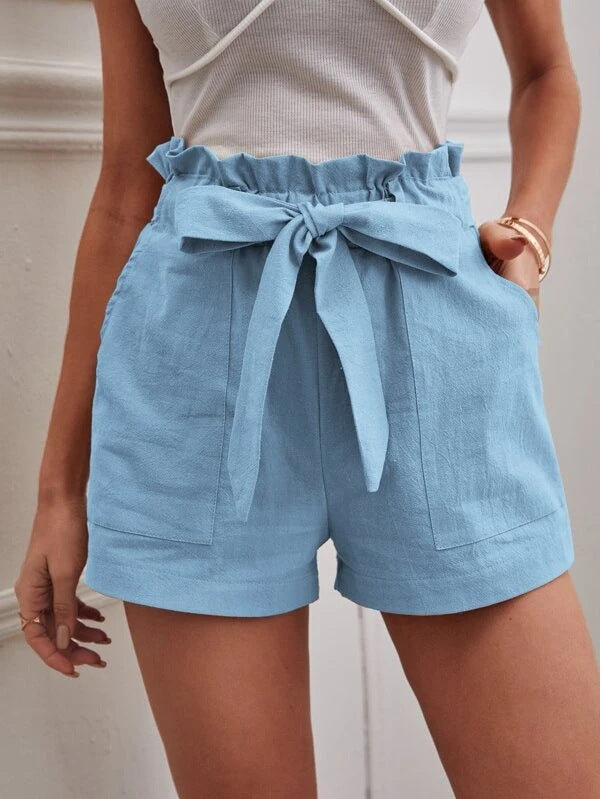 Damen Tailored Shorts mit Krawatte und praktischen Taschen Sovae