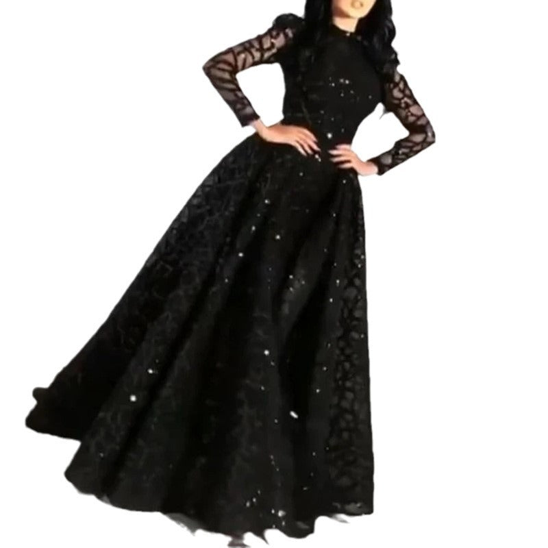 Damen Elegant bodenlanges Maxikleid mit Spitzen-Details Sovae