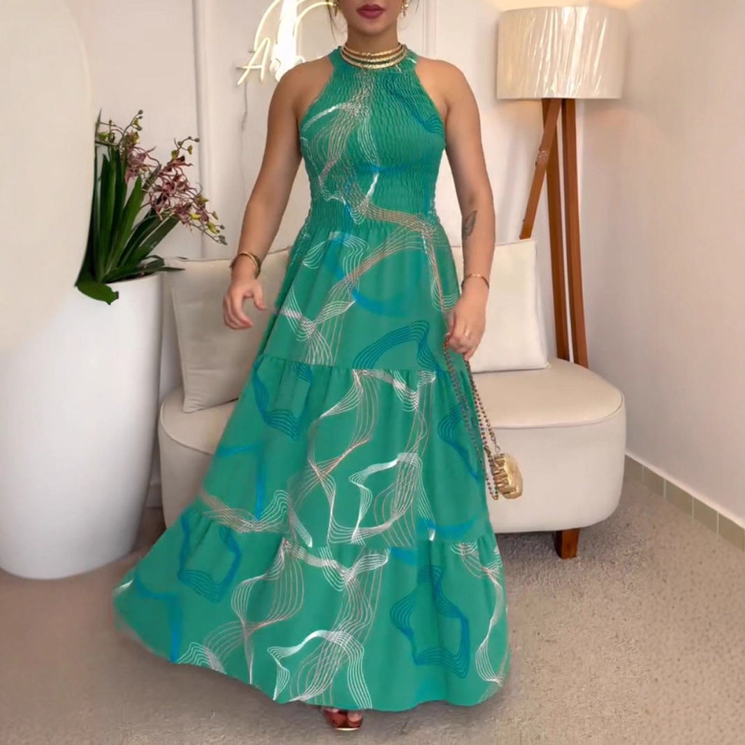Damen Maxikleid mit gewagtem Wellenmuster und luftiger Schnittführung Sovae