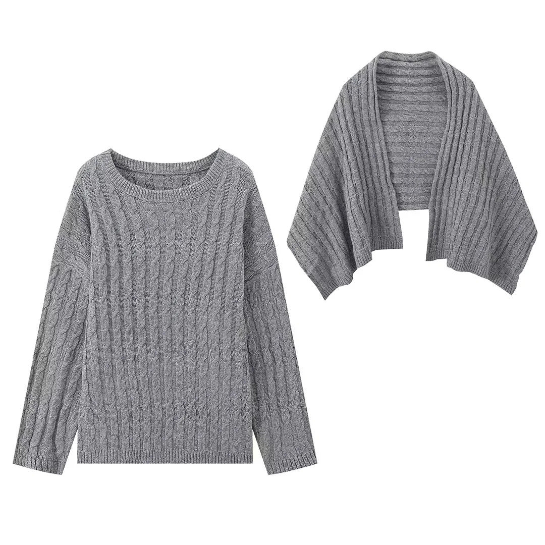 Damen Strickpullover und Cardigan Set Sovae