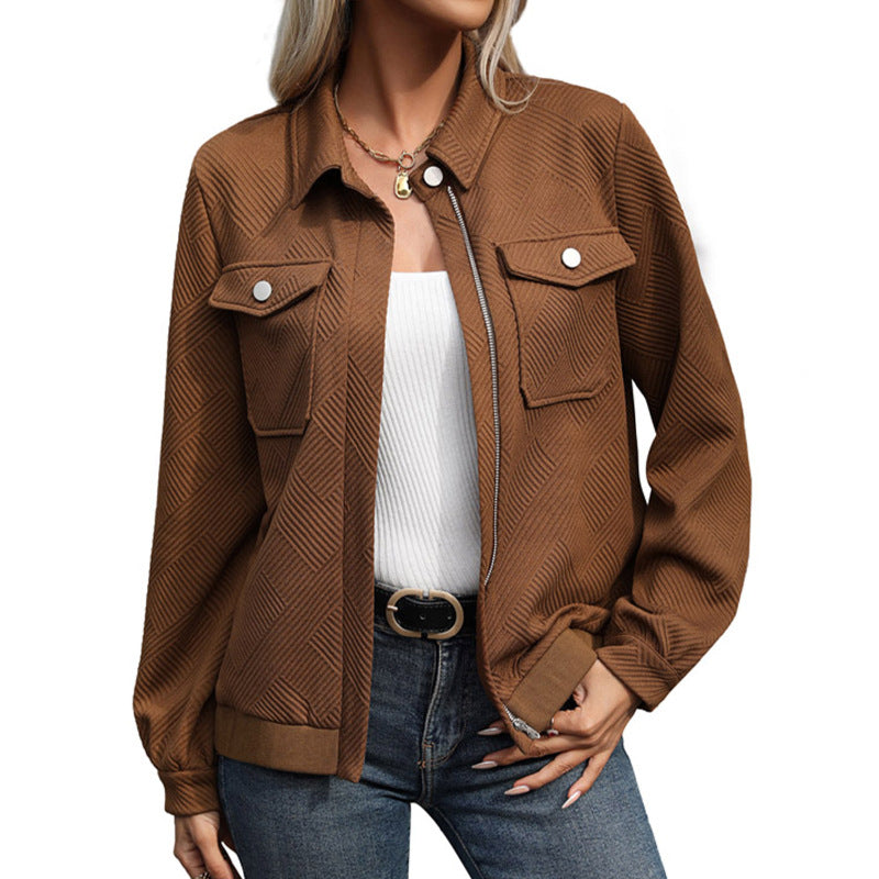 Damen Utility-Jacke mit strukturierter Oberfläche und praktischen Taschen Sovae