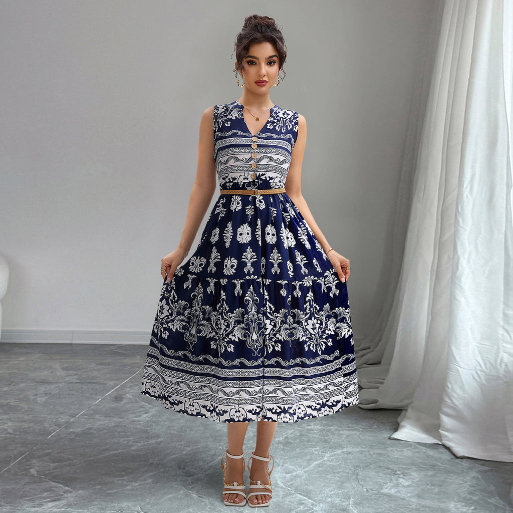 Damen Midikleid mit floralen Mustern Sovae
