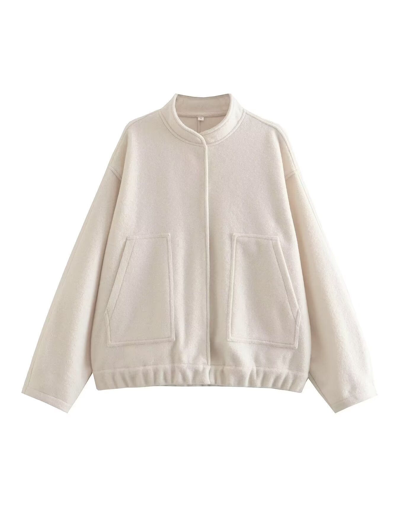 Damen modische Oversized-Jacke mit Stehkragen und seitlichen Taschen Sovae