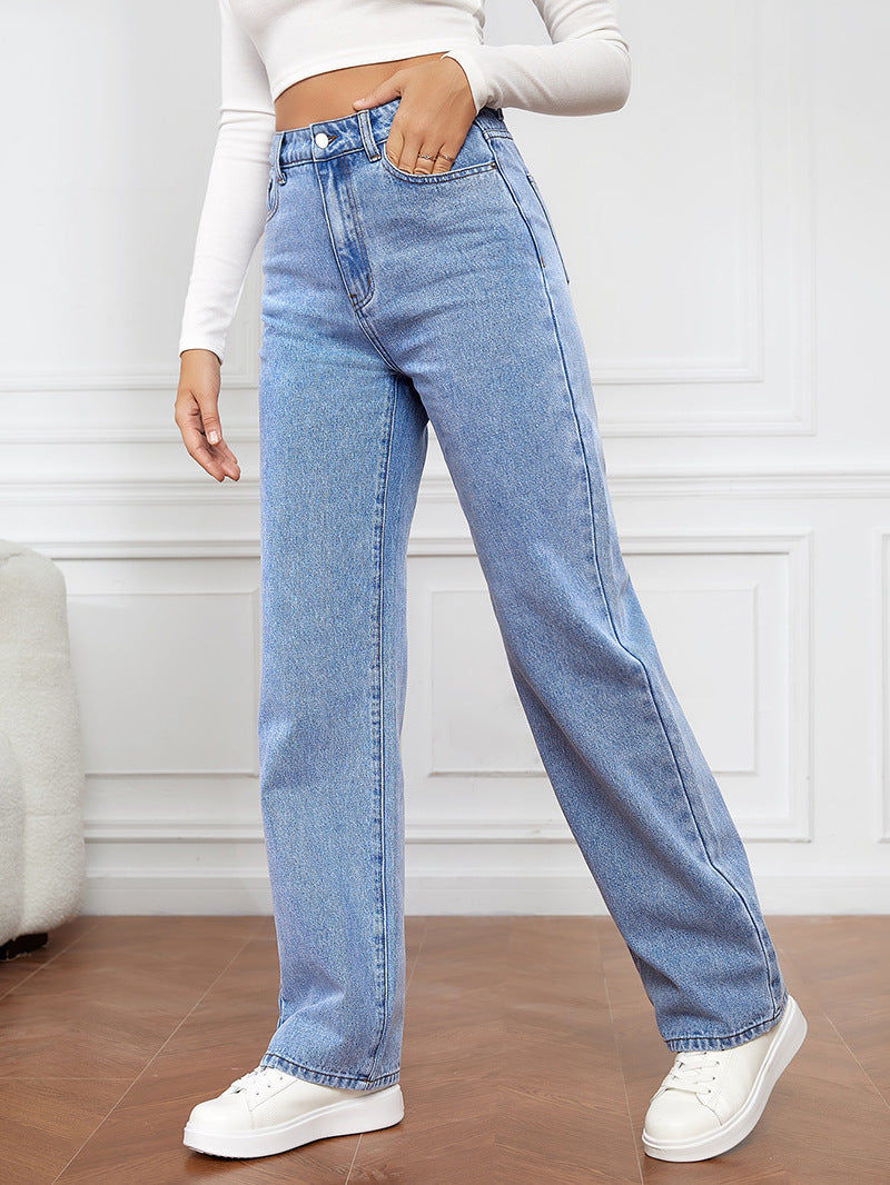 Damen Weitgeschnittene Hochbundjeans Sovae