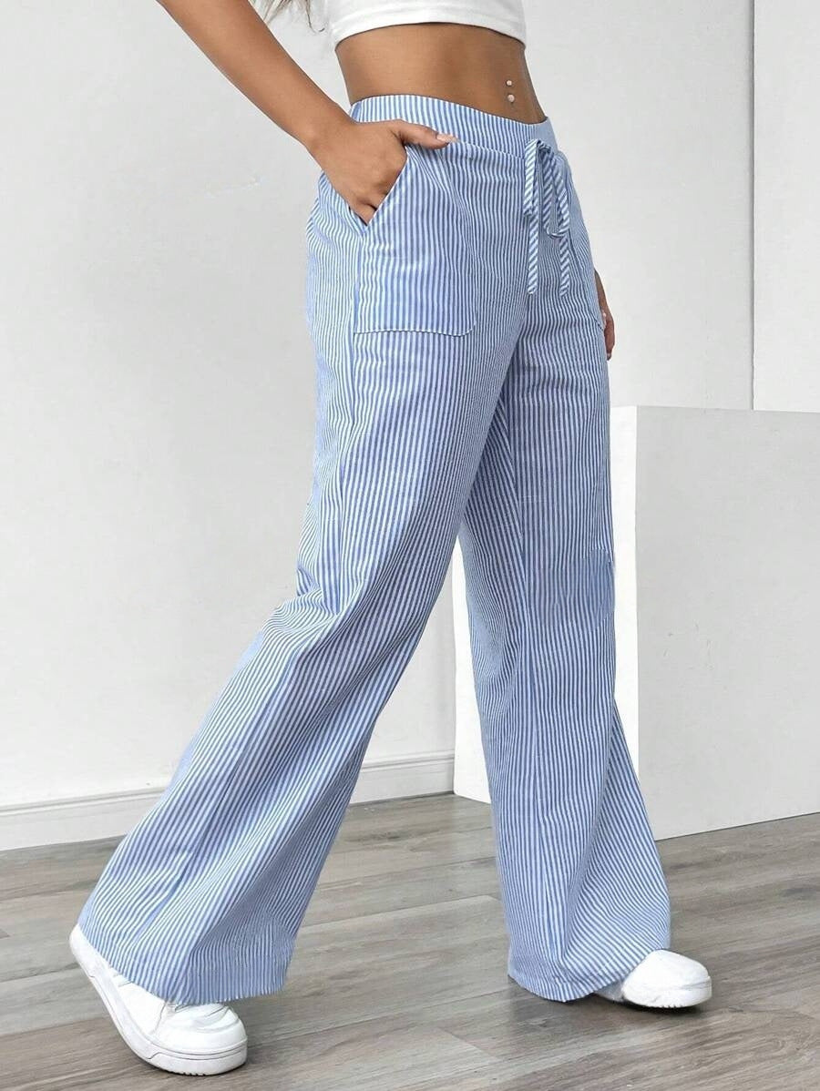 Damen lässige Baumwollhose mit weitem Bein und praktischen Taschen Sovae