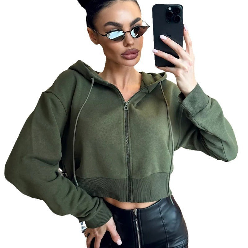 Damen Sportliche Crop-Top Jacke Sovae