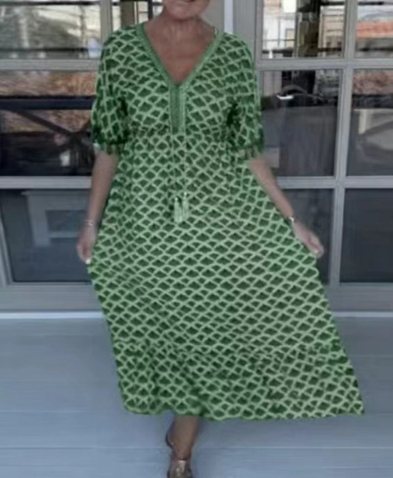 Damen V-Ausschnitt Sommerkleid mit fringing Details Sovae