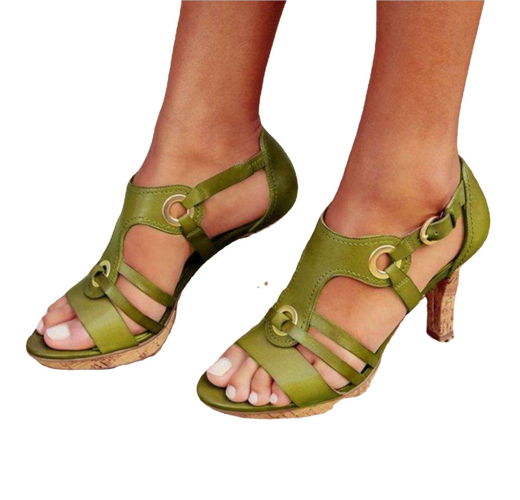 Damen Absatzsandalen mit raffinierten Riemen und kunstvollem Schnallendesign Sovae