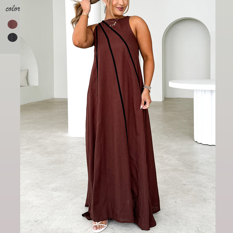 Damen Maxi-Kleid mit asymmetrischem Design und tiefem Ausschnitt Sovae
