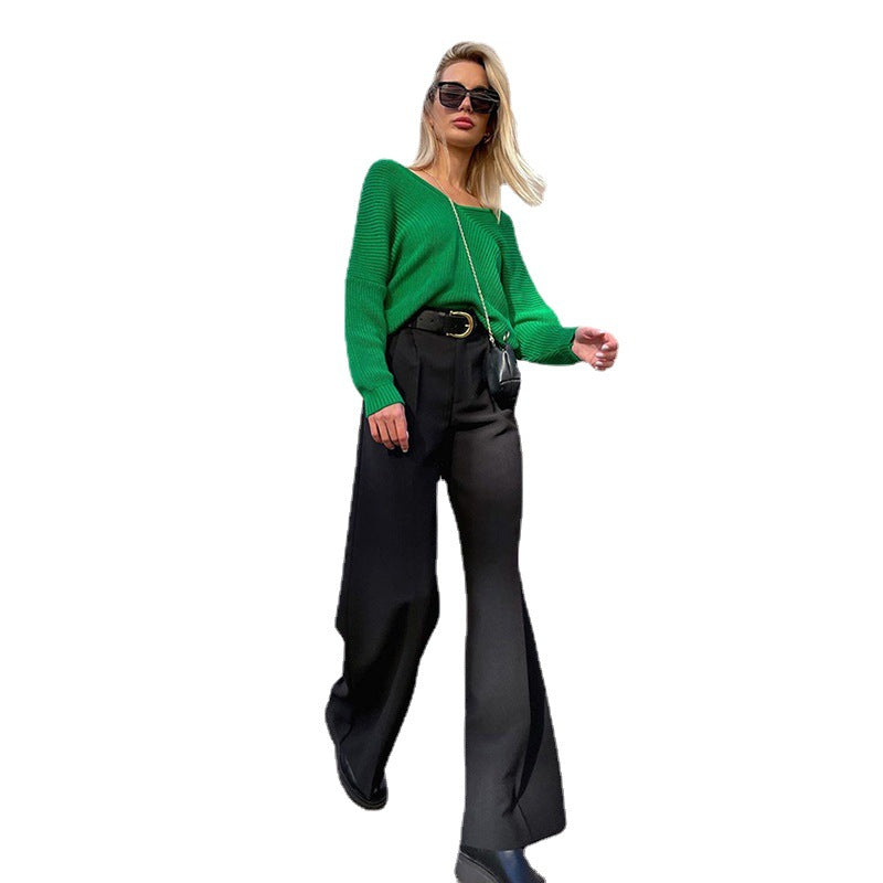 Damen Modische High-Waist Hosen Sovae