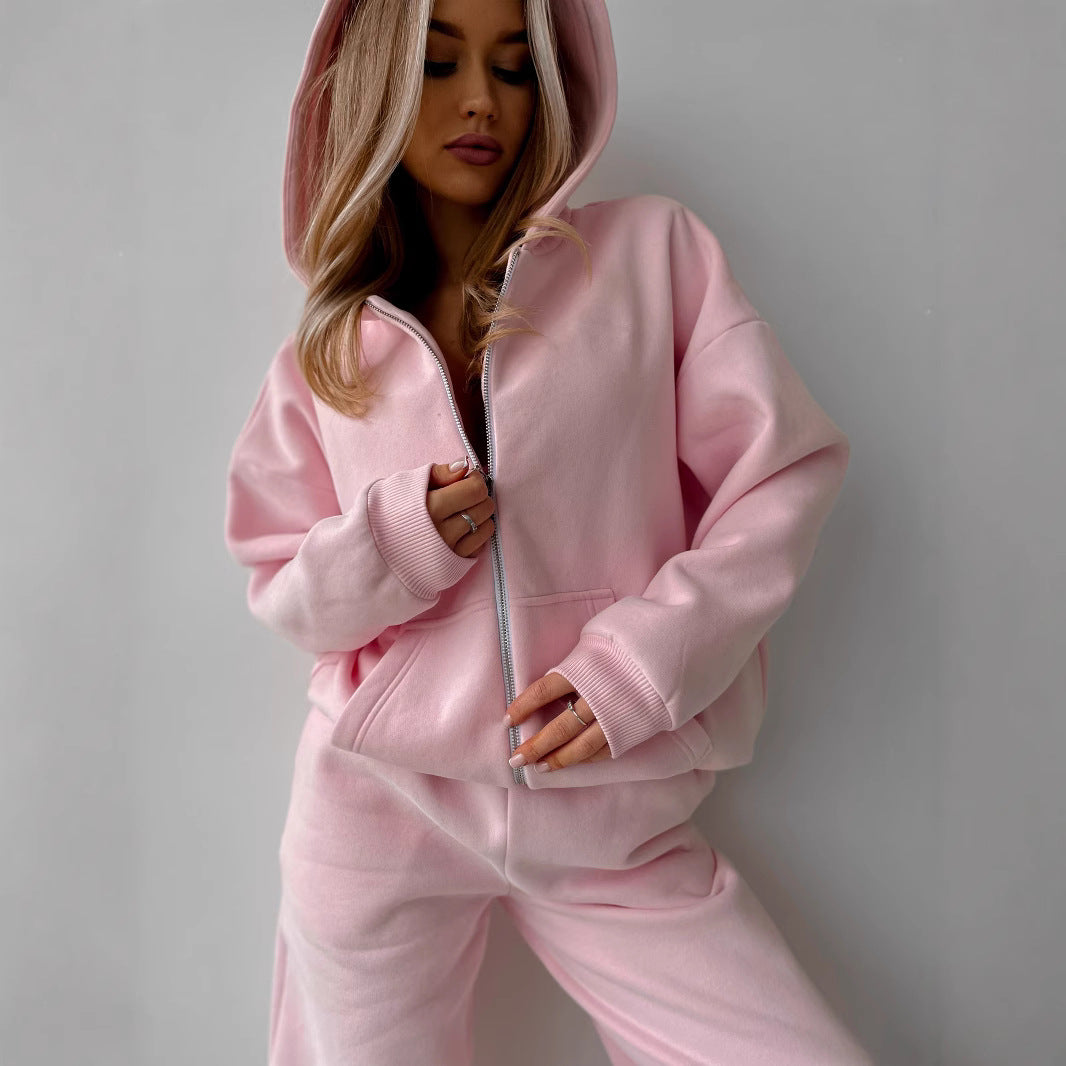 Damen stylisches und gemütliches Fleece-Loungewear-Set Sovae