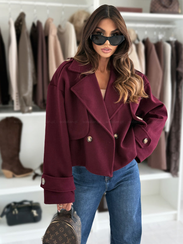 Damen elegante cropped Jacke mit doppelter Knopfleiste Sovae