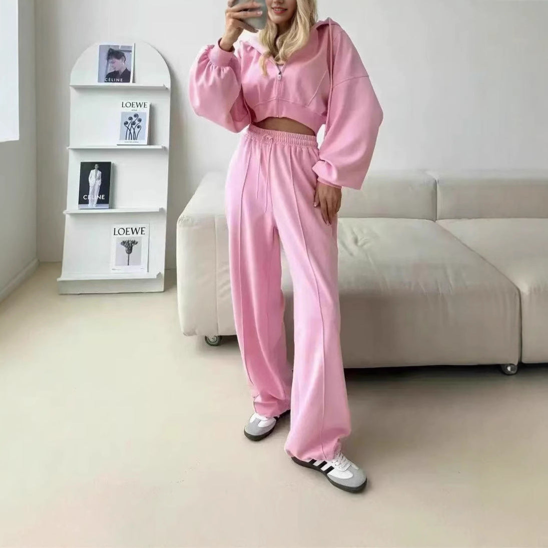 Damen lässiges Freizeit-/Sport-Set mit weichem Stoff und Kapuze Sovae