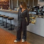 Damen luxuriöser Velours-Jumpsuit mit hohem Kragen Sovae