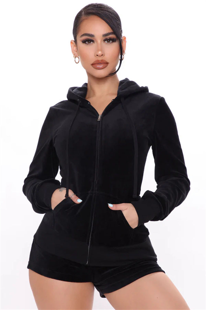 Damen Fleece Kapuzenset Sovae