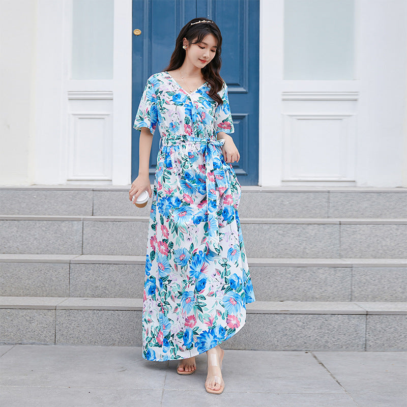 Damen Maxikleid mit floralem Design Sovae