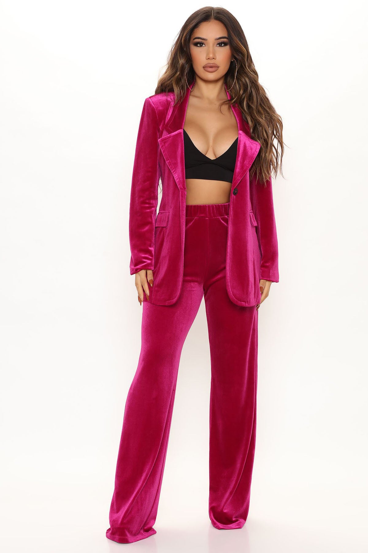 Damen eleganter Samtblazer mit tiefem V-Ausschnitt Sovae