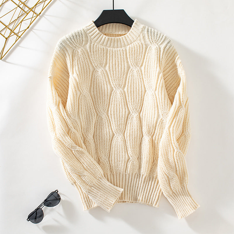 Damen Strickpullover mit dekorativem Zopfdesign und komfortabler Passform Sovae