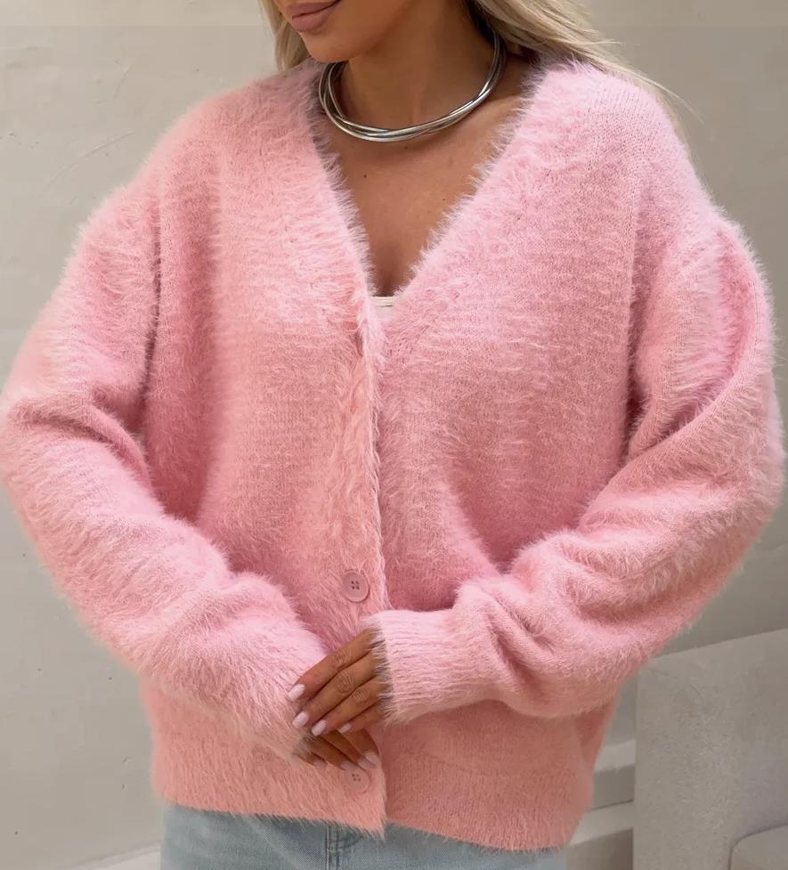 Damen Kuscheliger Strick-Cardigan mit Knopfleiste und feiner Textur Sovae