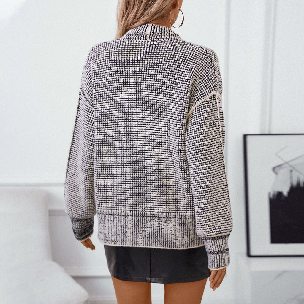 Damen modische Strickjacke mit lässiger Oversized-Passform und strukturiertem Muster Sovae