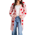 Damen Strickjacke mit Herzmuster und praktischen Taschen Sovae