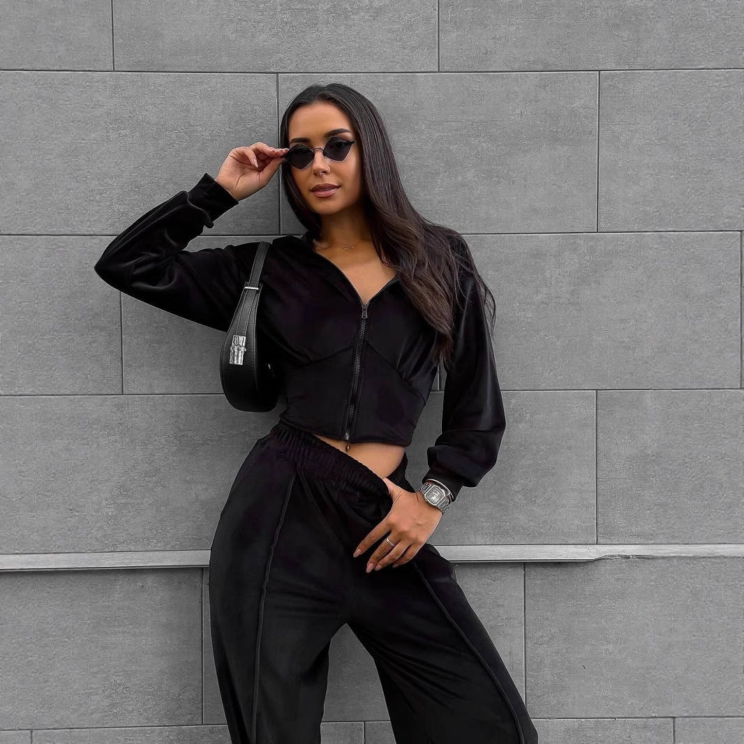 Damen Sportliches Loungewear-Set mit Kapuze und elastischem Bund Sovae