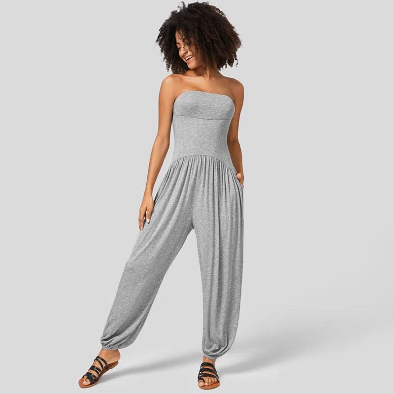 Damen legerer Overall mit schulterfreiem Design Sovae