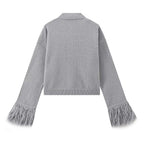 Damen eleganter Strickpullover mit Fransendetails Sovae