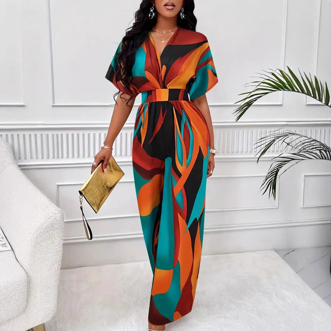Damen Eleganter Jumpsuit mit fröhlichem Grafikdesign Sovae