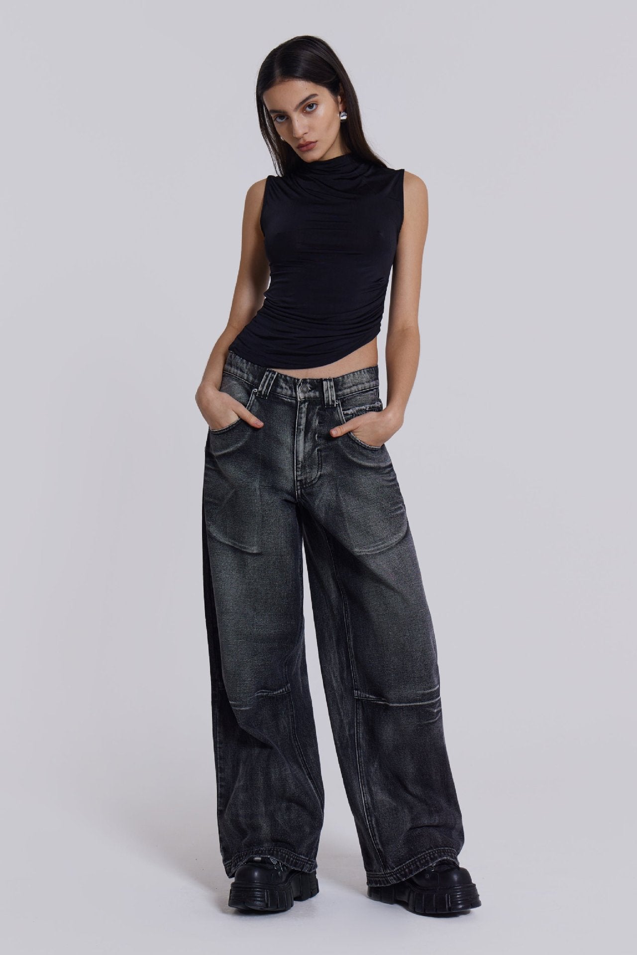 Damen Weit geschnittene Jeans mit einzigartigem Flügel-Design Sovae