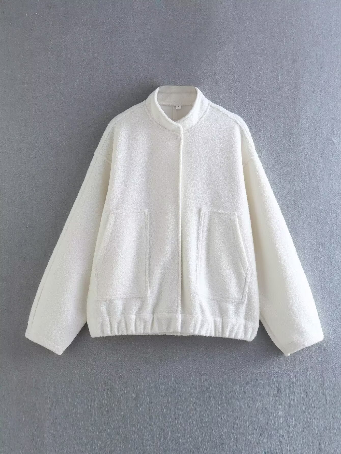 Damen modische Oversized-Jacke mit Stehkragen und seitlichen Taschen Sovae