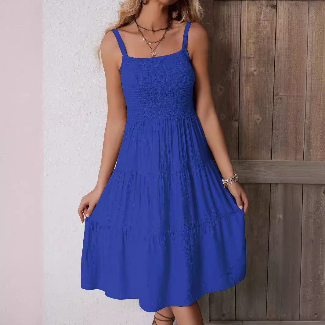 Damen Sommerliches Midikleid mit Rüschendetails Sovae