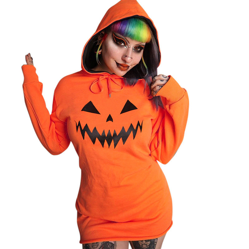 Damen Hoodie-Kleid mit Halloween-Motiv Sovae