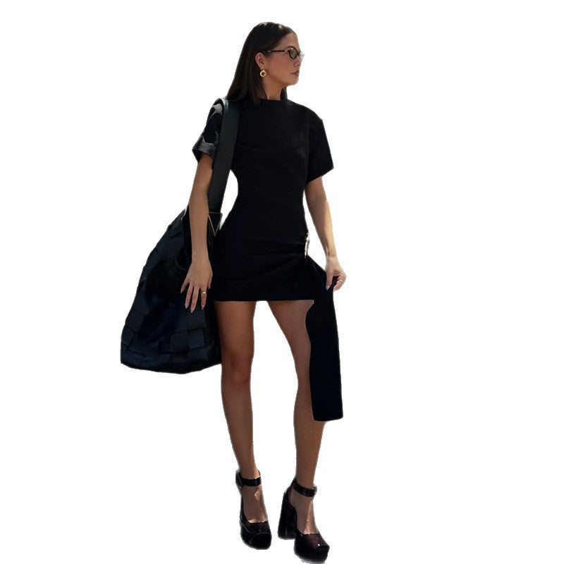 Damen Asymmetrisches Minikleid mit elegantem Schlitz und raffinierten Details Sovae