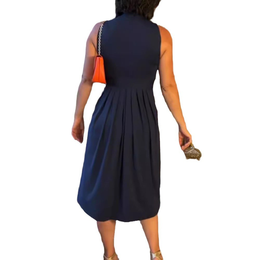 Damen romantisches Maxikleid mit schmeichelndem V-Ausschnitt und plissierten Details Sovae