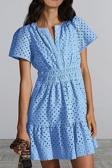 Damen Sommerliches Kurzkleid mit Stickerei Sovae