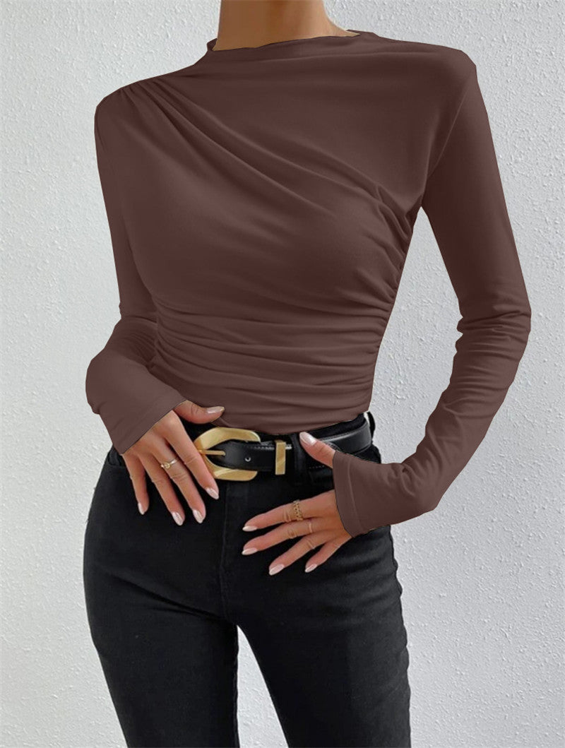 Damen Elegantes Longsleeve Shirt mit Raffungen Sovae
