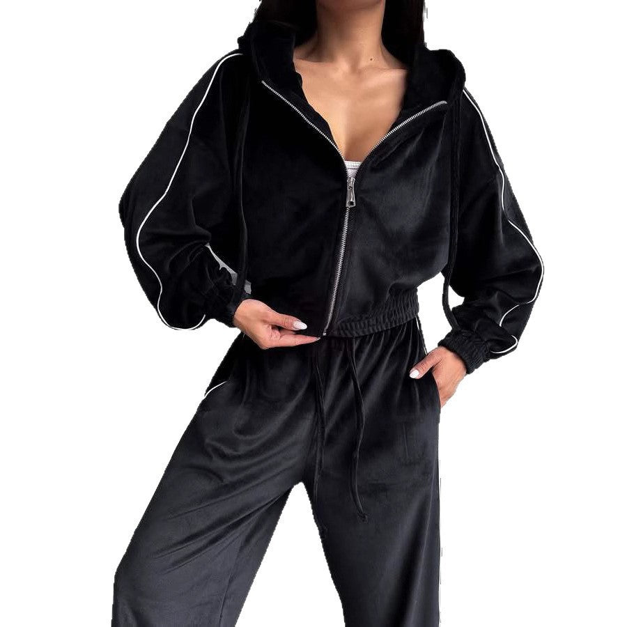 Damen Luxuriöses Fleece-Outfit mit Kapuze Sovae