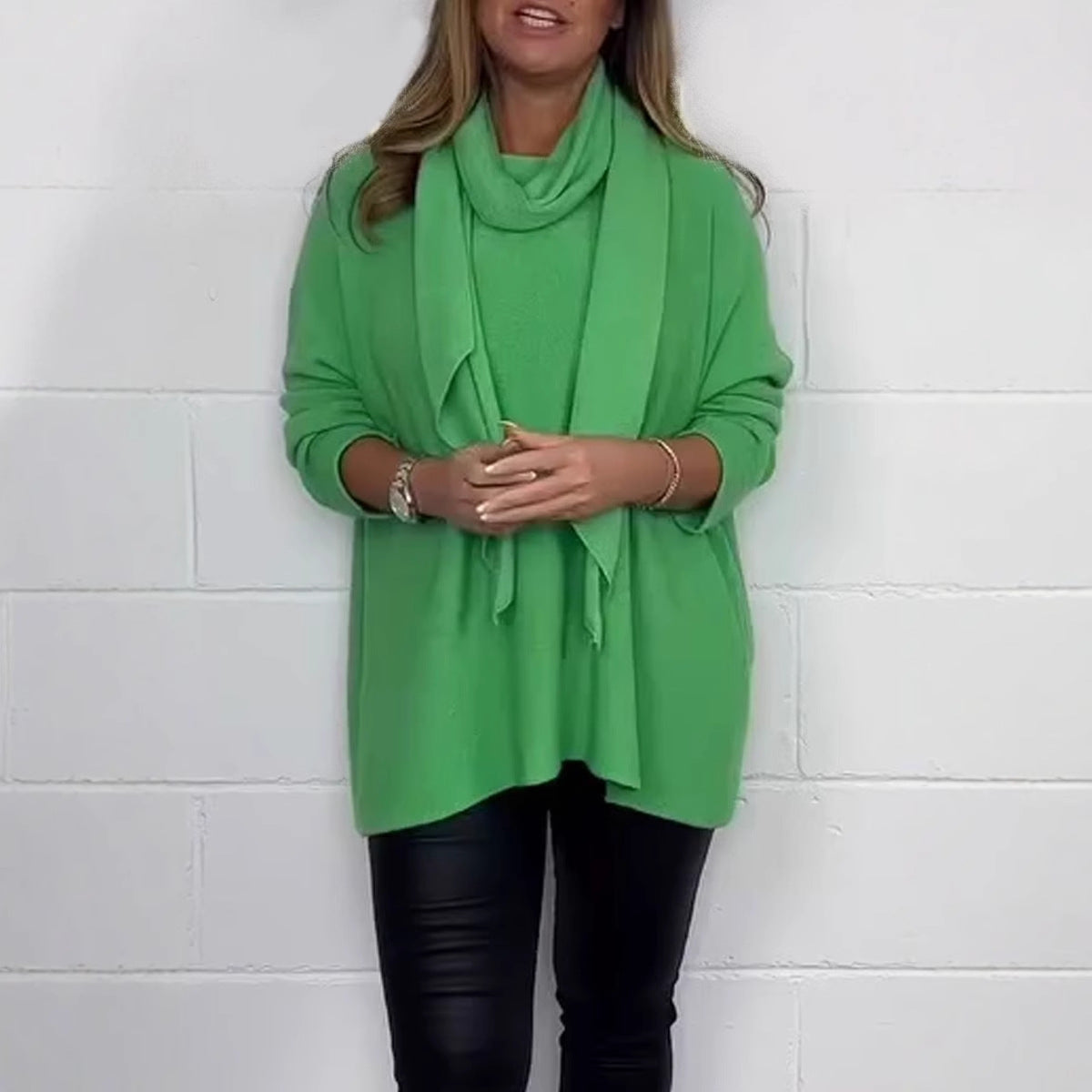 Damen Oversized Pullover mit Schalkragen Sovae