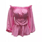 Damen Off-Shoulder Bluse mit Rüschendetails Sovae