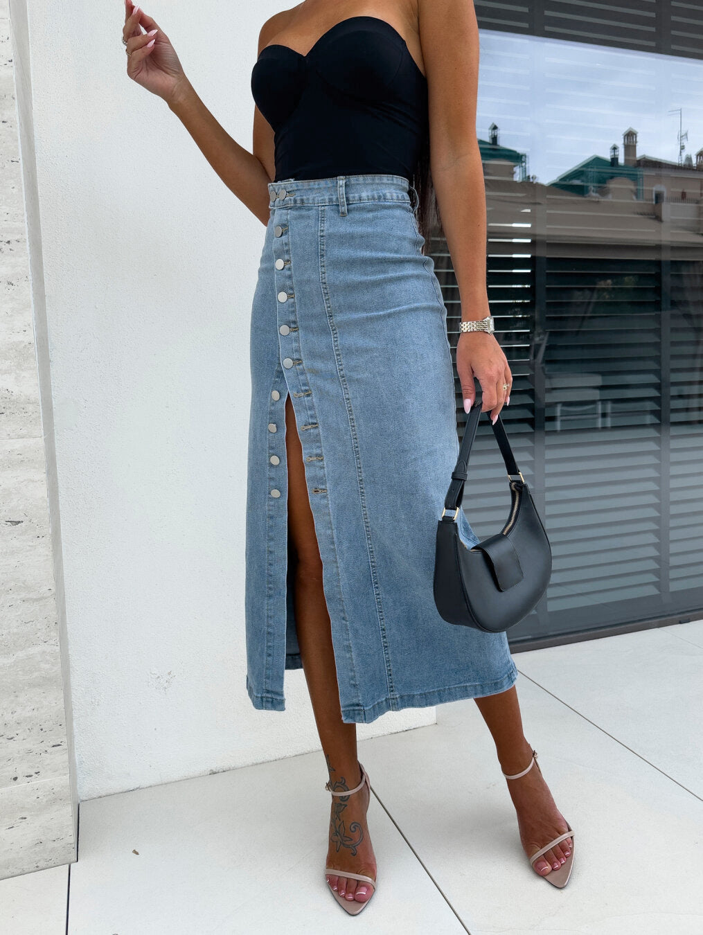 Damen Jeansrock Sovae