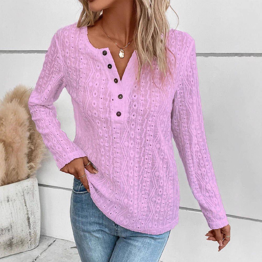 Damen Langarmshirt mit Knopfleiste Sovae