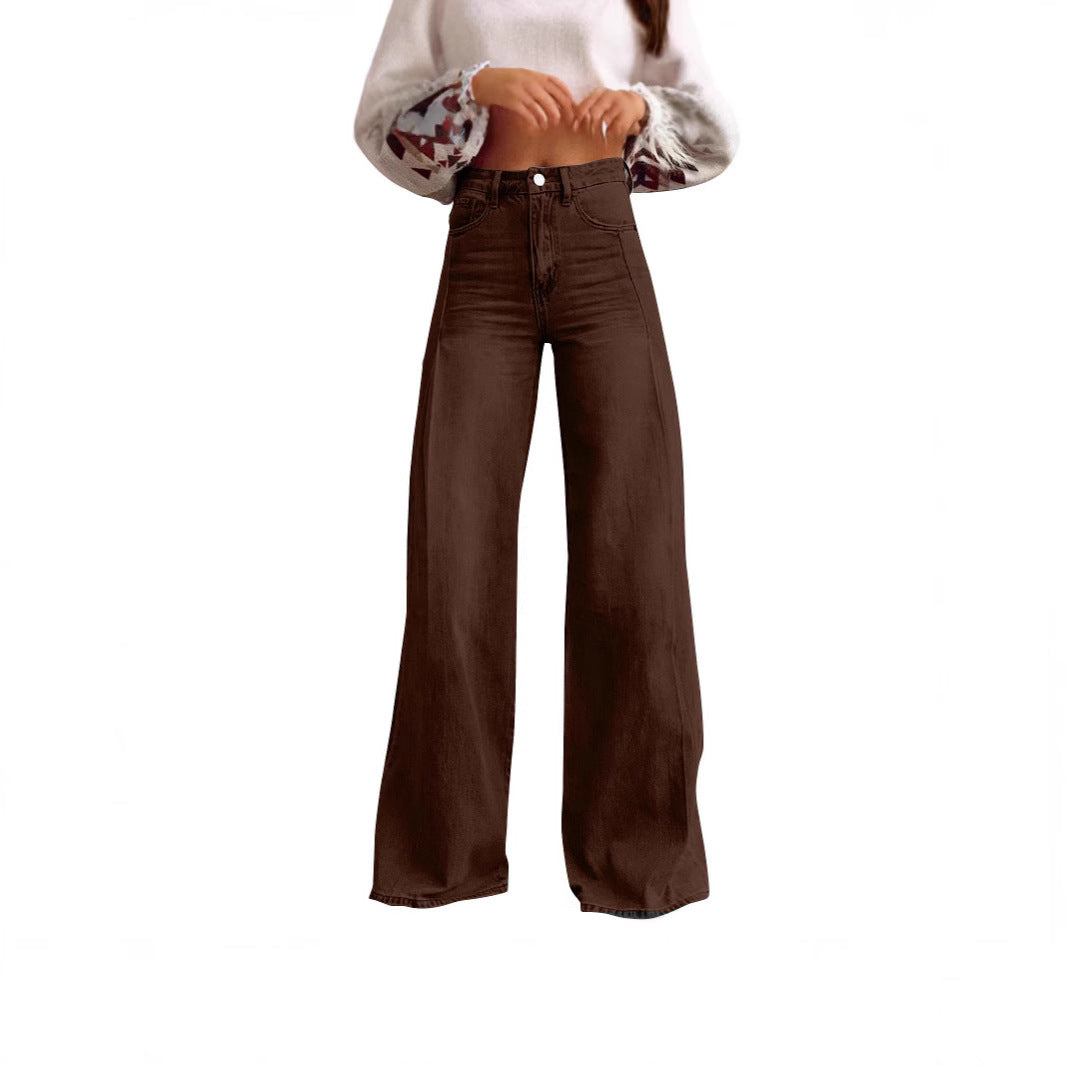 Damen Weit geschnittene High-Waist Jeans Sovae